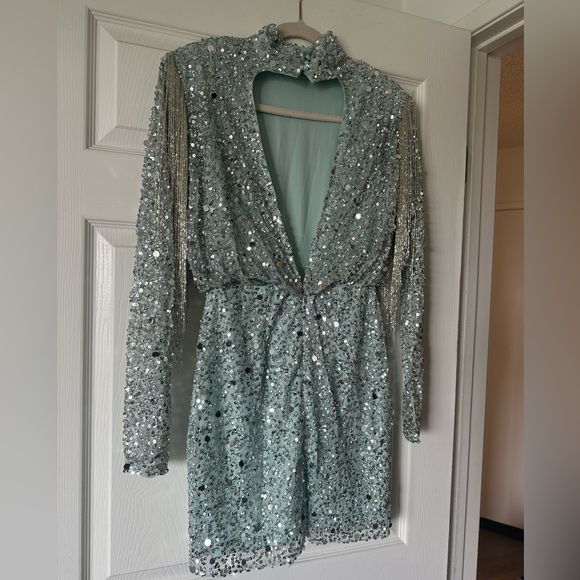 Nasty Gal Embellished Sequin Fringe Mini Dress NWT - Picture 12 of 17